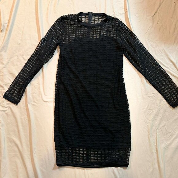 K. Jordan SIZE MEDIUM black long-sleeved cage design dress, lined - Picture 1 of 14
